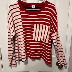 CAbi Red and White Striped Kids Sweater